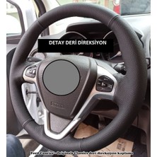 İskender Oto Aksesuar Direksiyon Klıfı Ford Fiesta 2009 - 2017 Courier Deluxe ve Titanium Klasik Siyah Dikiş KENDİ DERİSİ SÖKÜLMEDEN YAPILIR Detay deri direksiyon