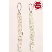 My Vera Vizon Papatya - Yeşil Papatya - Plastik Klipsli Emzik Askısı Seti - 2'li Emzik Zinciri Seti