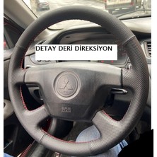 İskender Oto Aksesuar Direksiyon Kılıfı Mitsubishi Lancer 2005 - 2008 uyumlu Sport model siyah dikişli Detay Deri direksiyon