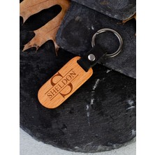 Kişiye Özel Isimli El Yapımı Hakiki Deri Siyah Anahtarlık - Grain Minimal