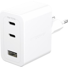 Panzerglass® Empower Turbo 70W Şarj Cihazı 2 x Usb-C + Usb-A - Eu - Gümüş / Beyaz