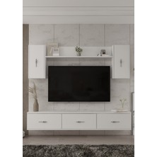 Demonte Decor 1360TV180-32DD Duvara Montaj Tv Sehpası,tv Ünitesi Beyaz-Gümüş