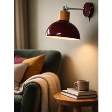 Noonlux Design & Lighting Essen Vişne Çürüğü Krom Kaplama ve Ahşap Detay Aplik Yatak Başı Oturma Odası