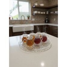 Rooc Home Kabartma Desenli Borosiklat Cam 210 ml – Kulplu, Şeffaf Çay ve Bitki Çayı Bardağı