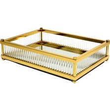 Lara Decor Gold Kristal Taşlı Paslanmaz Tepsi