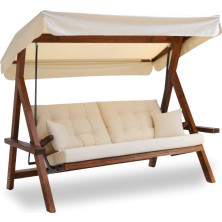 Aida Swings Lyon 2400 FSC Mix Credit 4 Kişilik Yatak Olma Özellikli Bahçe Teras Balkon Salıncağı/Krem