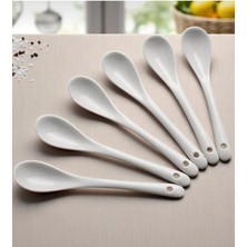 6 Adet Porselen Lüx Çay Kaşığı & Reçel Kaşığı & Tatlı Şeker Kaşığı