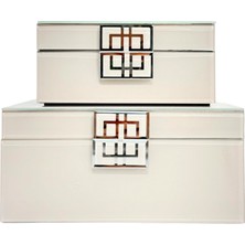 Lara Decor Libra Ekru Cam Kutu Seti