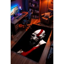 Charmbi God Of War Kratos Desenli Kaymaz Taban Makinede Yıkanabilir Gaming Oyuncu Gamer Genç Odası Halısı