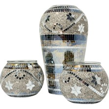 Lara Decor Yıldızlı Vazo ve Mumluk Seti Aynalı