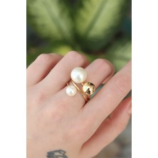 Ayder Timya Pirinç Gold Renk Ayarlanabilir İnci Taşlı Yüzük - TJ-BYK3180 TG/Tmya1395 212471