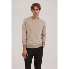 Jakamen Taş Slim Fit Bisiklet Yaka V Tiftikli Yünlü Triko Kazak
