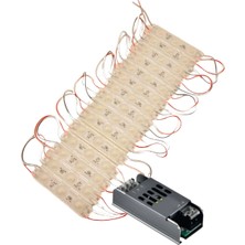 Powerr Led Aydınlatma 20 Adet 12 Volt 1.5 Watt 3 Lensli Beyaz 2835 Smd LED Modül IP65 Modül 5A Trafo Set