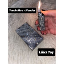 Lüks Taş Tütün Kutusu ve Çakmak (Slender & Touch blue Sigaralar Için)
