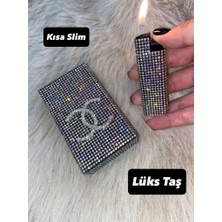 Lüks Taş Tütün Kutusu ve Çakmak (Kısa Slim Sigaralar Için)