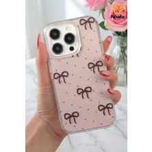 Fibaks Apple iPhone 11 Pro Max Uyumlu Kılıf Simli Siyah Fiyonk Desenli Renkli Parlak Darbe Emici Kapak