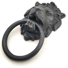 Ayder Timya Antika Tarz Dekoratif Pirinç Aslan Kapı Tokmağı, Taktak - 102x130 mm, Oksit TG/Tmya1395 213548