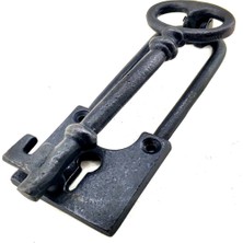 Ayder Timya Antika Tarz Dekoratif Pirinç Anahtar Kapı Tokmağı, Taktak - 170x60mm, Oksit TG/Tmya1395 213564