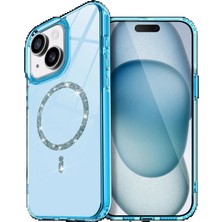 CPT83 Apple iPhone 15 Plus Live Diamond Magsafe Kapak - Mavi STEPLYA-48387