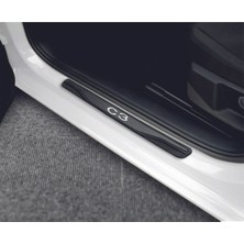 Universal Citroen C3 2009-2017 Modeller  New Karbon Kapı Eşiği 4 Parça Yazılı