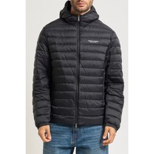 Armani Exchange Erkek Tam Kalıp Kapüşonlu Logolu Şişme Mont - Siyah