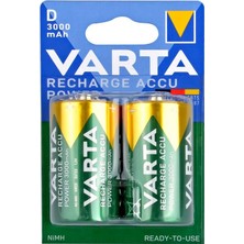 Varta Şarj Edilebilir D Büyük Boy Pil 3000 mAh 1,2 V Güçlü Kapasite 2'li Set