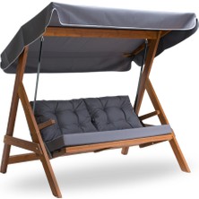 Aida Swings Paris 2000 FSC Mix Credit 3 Kişilik Ahşap Bahçe, Balkon,Teras Salıncağı (Özel Paket, Minder Seti Dahil)/Antrasit