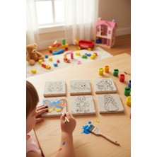 Çocuklar Için 6'lı Doğal Taş Boyama Seti 10X10 cm Beyaz Mermer Pa