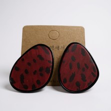 Turuncu House Leopar Desenli Kırmızı Küpe