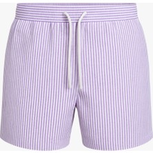 Dofi Erkek 1867 Çizgili Gofre Deniz Şortu – Cepli, Fileli, Lastikli ve Kordonlu Bel