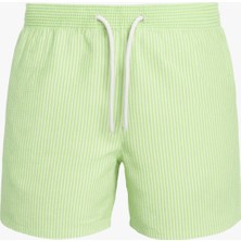 Dofi Erkek 1867 Çizgili Gofre Deniz Şortu – Cepli, Fileli, Lastikli ve Kordonlu Bel