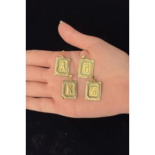 Fiyonk Kuyumculuk 14 Ayar Altın Dikdörtgen Plaka Harf Kolye Ucu