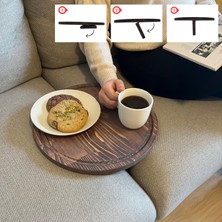 WoodHaus Katlanabilir Masif Ahşap Koltuk Sehpası Minder Arası Tepsi - 35.5X35.5CM