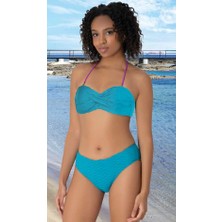 SUNSURF Turkuaz Dokulu Bandeau Bikini Takımı 38
