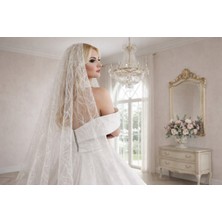 Desenli Simli Kısa Duvak (75CM)