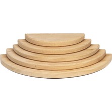Ağaçtan Waldorf 5 Li Natürel Gökkuşağı Yarım Daire Tabla
