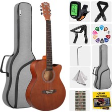 Midex PHX-187 Masif Ağaç Akustik Gitar 4/4 Yetişkin Boy (Gigbag Çanta Tuner Askı Capo)