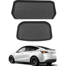 Ramm Tesla Model Y Ön + Arka Bagaj Içi Havuzlu Kauçuk Paspas Seti - Siyah