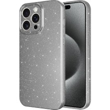 Oyo Store iPhone 15 Pro Max Uyumlu Kamera Korumalı Simli Lüks Oyo Koton Kapak-Gri