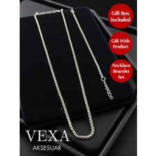 Vexa Aksesuar Örme Zincir Kolye Bileklik Set | Özel Kutulu | Şık Hediyelik Set