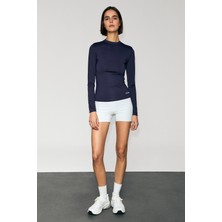 Urban Beat Corex Kadın Yuvarlak Yakalı Baskı Detaylı Slim Fit Uzun Kollu Spor Mor T-Shirt