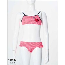 SUNSURF Desenli Kız Çocuk Bikini 12 - Kırmızı Siyah