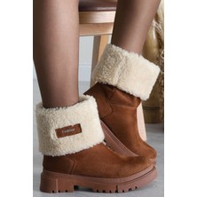 Belpino Kadın Tüylü Kısa Uzun Kalın Taban Ugg Model Dikişli Bayan Bot