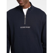 Guess Gj Yarım Fermuarlı Normal Kesim Nakışlı Erkek Lacivert Sweatshirt M5RQ42KCPR1-A71W