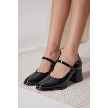 Modaserdem Slay Siyah Rugan Kadın Topuklu Ayakkabı