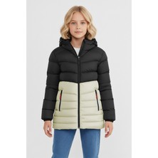 D1fference İçi Kürklü Su ve Rüzgar Geçirmez Kapüşonlu Kız Çocuk Mont