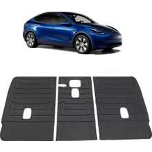 Ramm Tesla Model Y Arka Koltuk Kauçuk Paspas Seti - Kabartma Desenli - Siyah