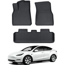 Ramm Tesla Model Y Paspas Takımı - Ön + Arka - Çizgili Desenli - Siyah