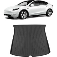 Ramm Tesla Model Y Arka Bagaj Havuzlu Kauçuk Paspası - Üst Kısım - Siyah