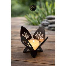 3art Metal Dekorasyon Lotus Desenli Metal Mumluk - Dekoratif Tealight Mumluk - Modern Mum Tutucu
